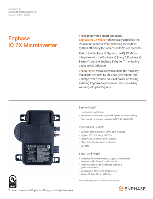 Enphase IQ7X Microinverter IQ7X-96-2-US