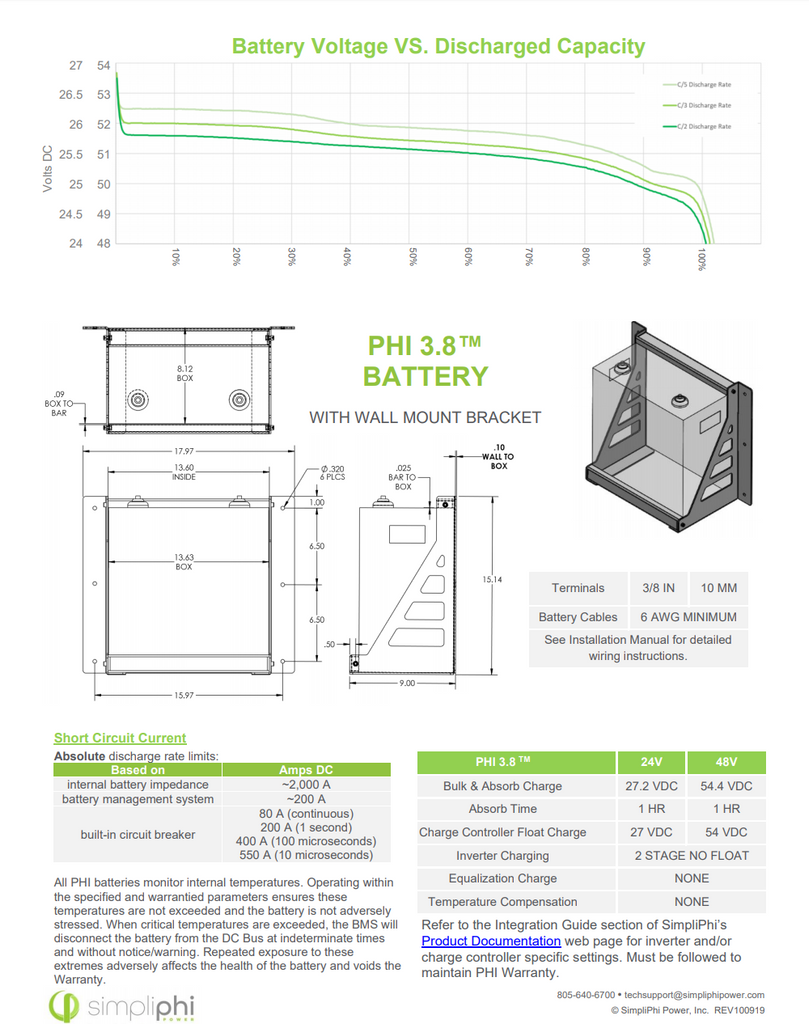 SimpliPhi Power PHI 3.8KWH Lithium Battery - 48V