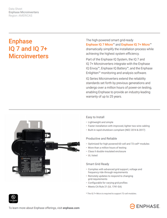 Enphase IQ7+ Microinverter IQ7PLUS-72-2-US