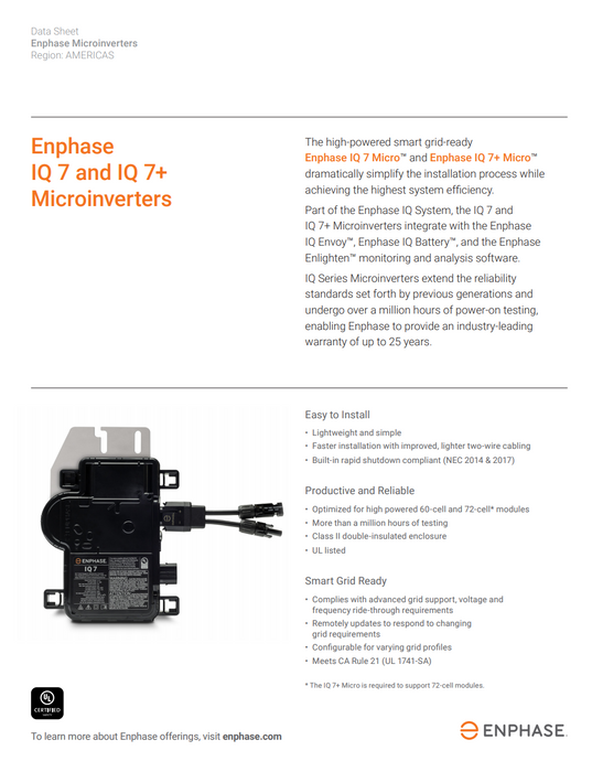 Enphase IQ7 Microinverter IQ7-60-2-US