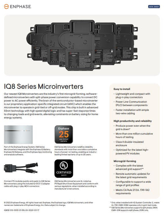 Enphase IQ8H Microinverter IQ8H-240-72-2-US